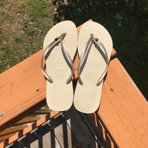 Havaianas | Shoes | Havaianas Slim Bronze Flipflop Swarovski Crystal | Poshmark